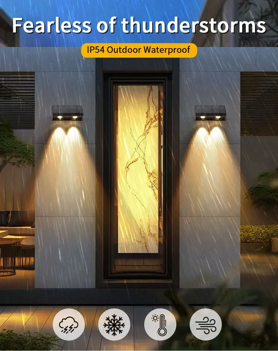 Solar Wall Light Outdoor Garden Lights Solar Powered Waterproof Solar Porch Lights Wireless Wall Mount Lights for Yard Balcony