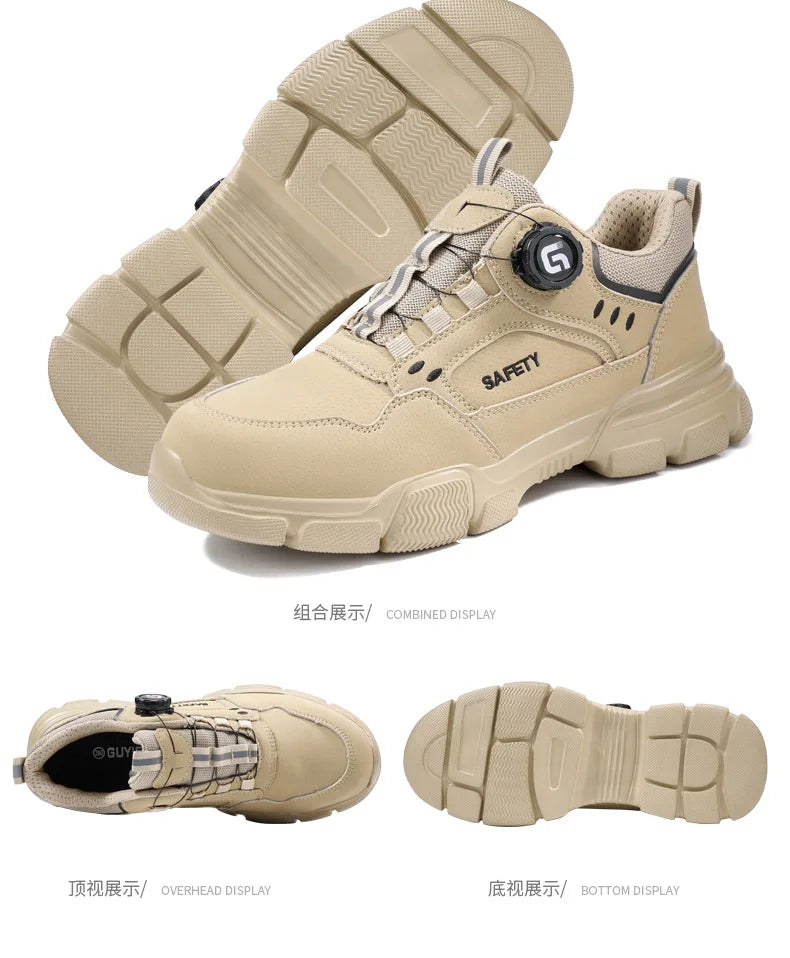 Men Shoes Safety Work Shoes Anti-smash Anti-puncture Safety Steel Toe Shoes High-cut Waterproof Anti-slip Light Soft Ankle Boots