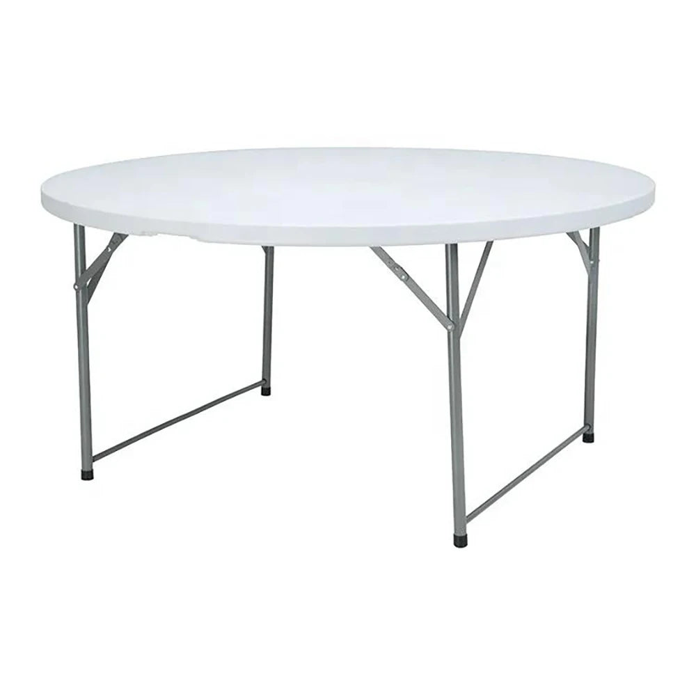 Folding Plastic Round Tables for Events Party Portable Blow Molding Circle Wedding Banquet White 5ft 10Pcs