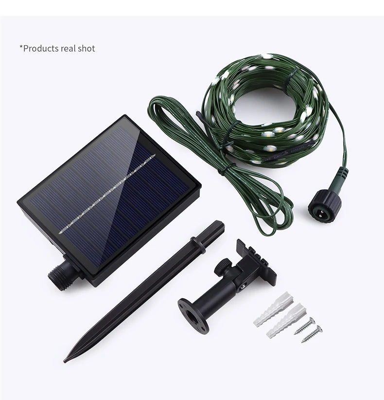 50M 100M Large Solar Panel LED Solar String Lights Fairy Garland Lights Outdoor Backyard Garden Holiday Christmas Party Decor