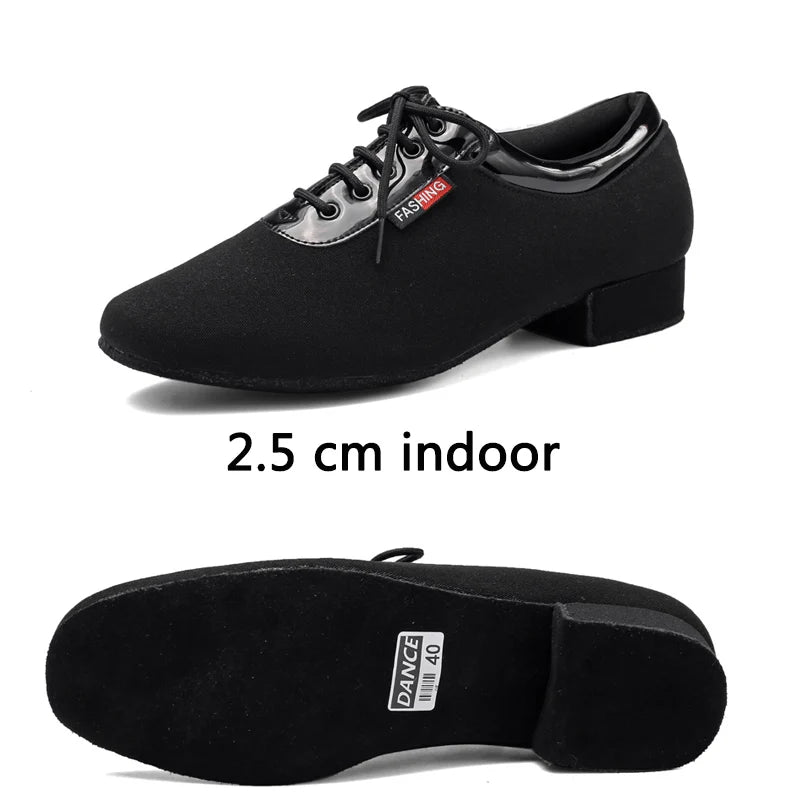 Men's Modern Dance Shoes Boys Latina/tango/ballroom Shoes Rubber/soft Sole Low Heels Professional Black Man