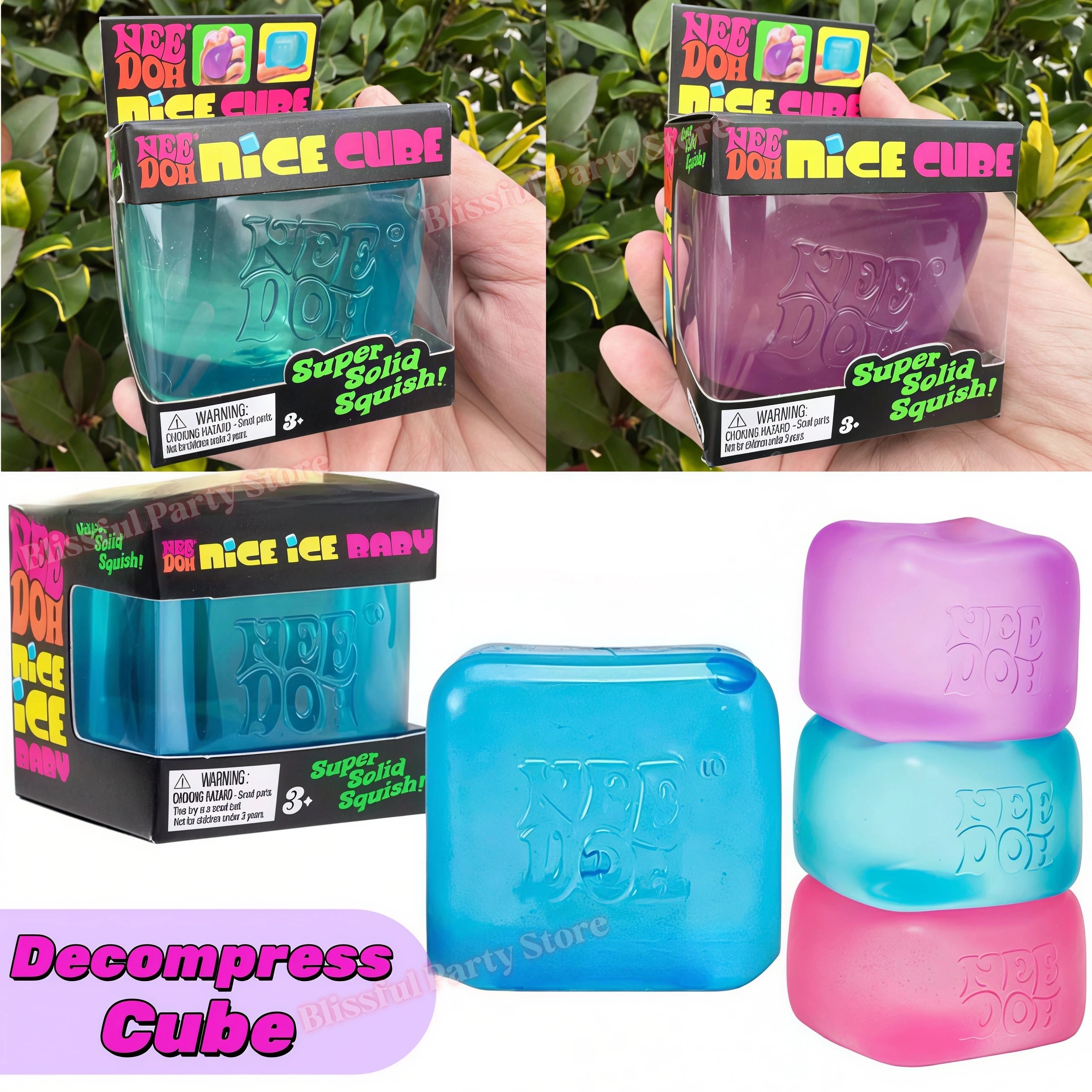 Needoh Nice Cube Sensory Stress Reliever Fidget Tool for Anxiety & Focus Desk Sensory Cube for Adults & Kids Party Favors Gifts