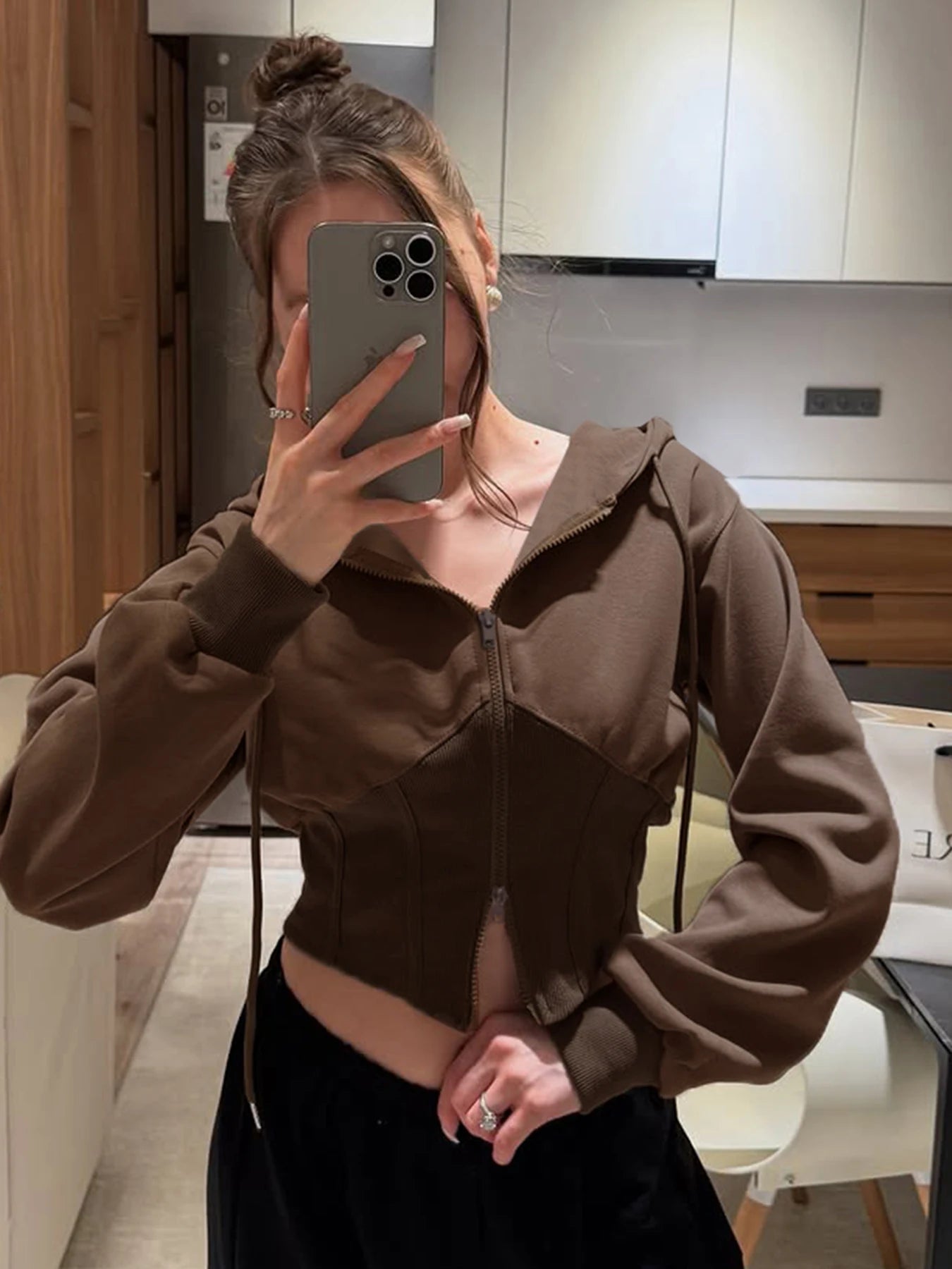 Sporty Activewear Solid Corset Style Hoodies Casual Zip-Up Long Sleeve Hooded Sweatshirt Women Autumn Winter Streetwear Coats
