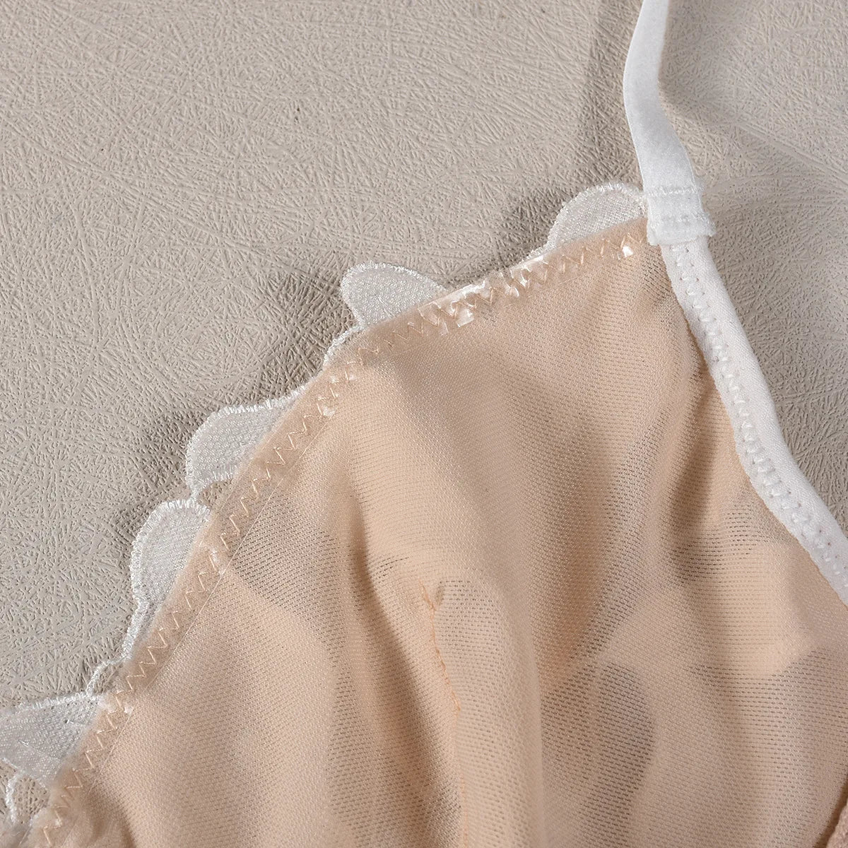Sexy French Deep V Embroidery Mesh Lingerie Set Autumn Women's Ultra-thin Lace Bra and Panty Set Female Solid See Though Bra