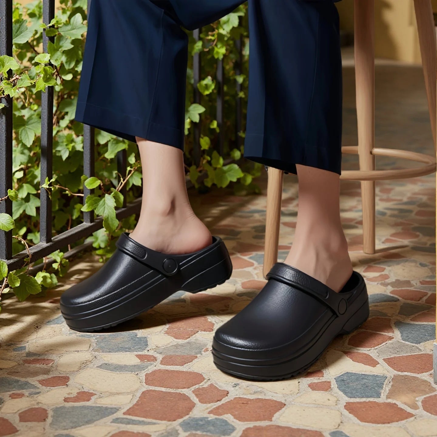 Men's Sandals with Built-In Insoles, Comfortable, Lightweight, Waterproof Chef Work Shoes, Women's Nurse Shoes, Garden Slippers