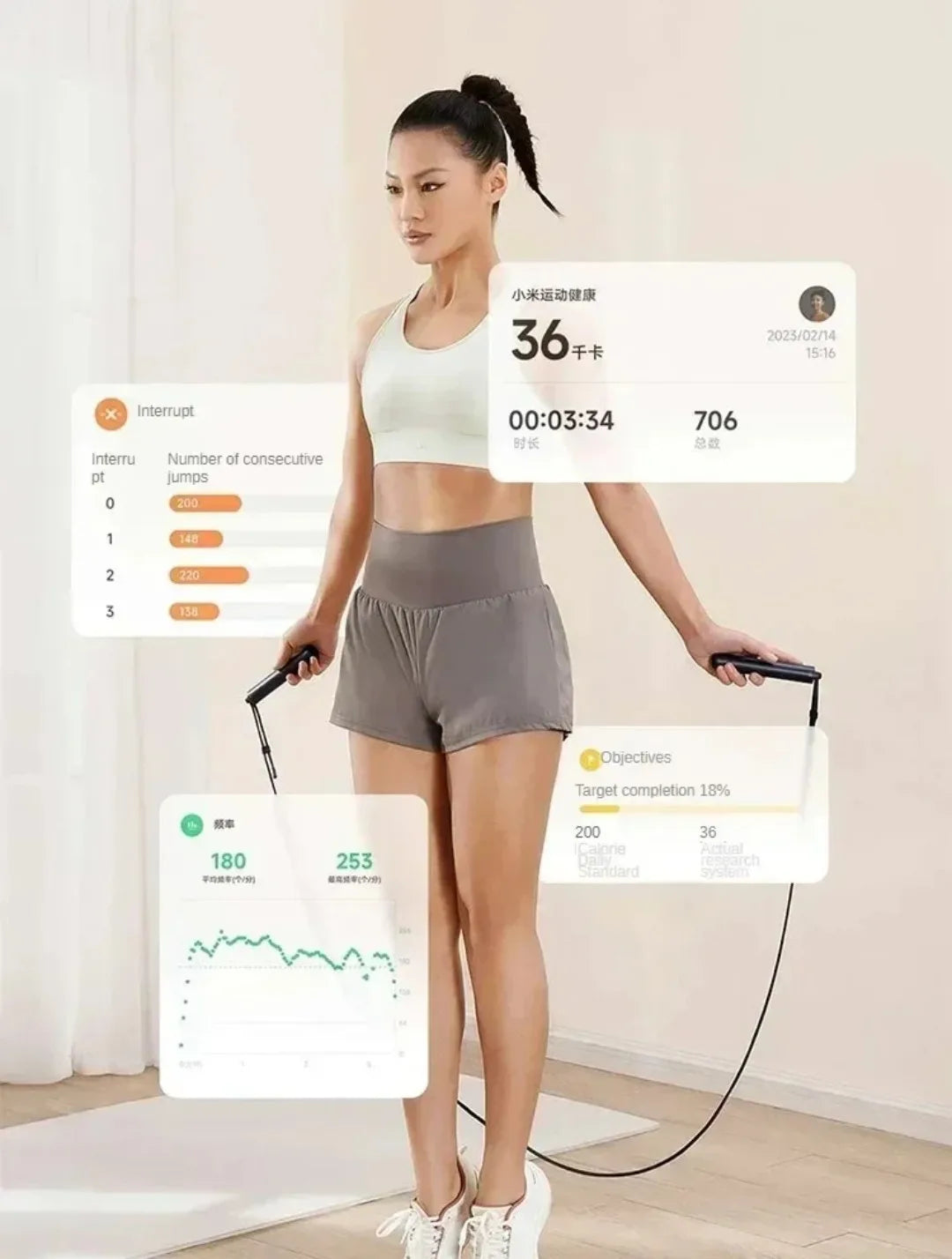 Original Mijia Smart Skipping Jump Rope XMSR-P803 Counter With Fit App Adjustable Calorie Calculation Sport Fitness Professional