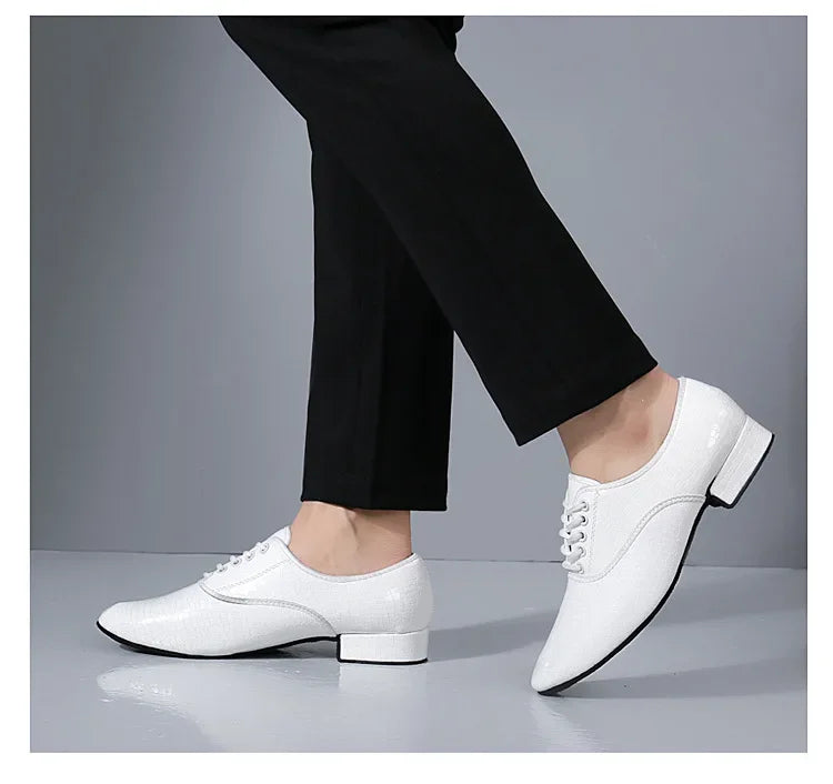 Male Big Size White Dance Shoes Men Soft Leather Latin Shoes Man Jazz Waltz Ballroom Dancing Yoga Train Sneakers Stage Footwear