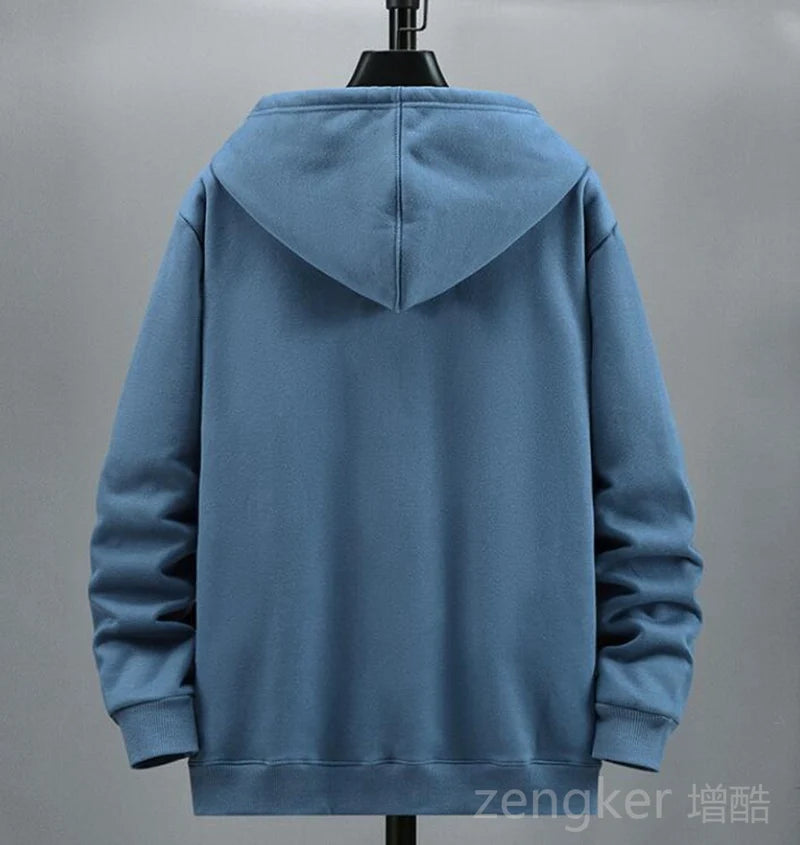 Big size Fleece hooded cardigan men's autumn winter trendy fashion jacket plus size hoodie  12XL 10XL large size  men clothing
