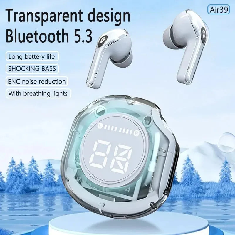 Wireless Bluetooth Earphones Noise Reduction Bluetooth Headphone  Headset Transparent Shell Waterproof Gaming Earphones