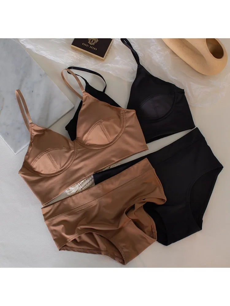 Women Casual Bra Set Elegant Ladies Plain Daily Lingerie Set Ladies Stretch Ventilate Bra and Panty Set Ladies Underwear
