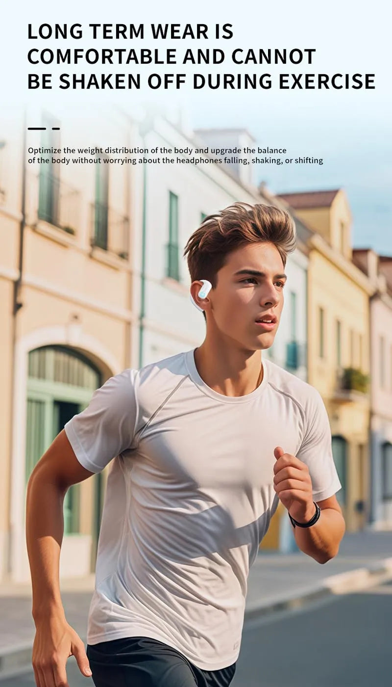 Bluetooth 5.2 Business Earphone Wireless Single Headphone with Mic Mini Ear Hook HiFi Stereo Music Earbud for Cellphone Car Call