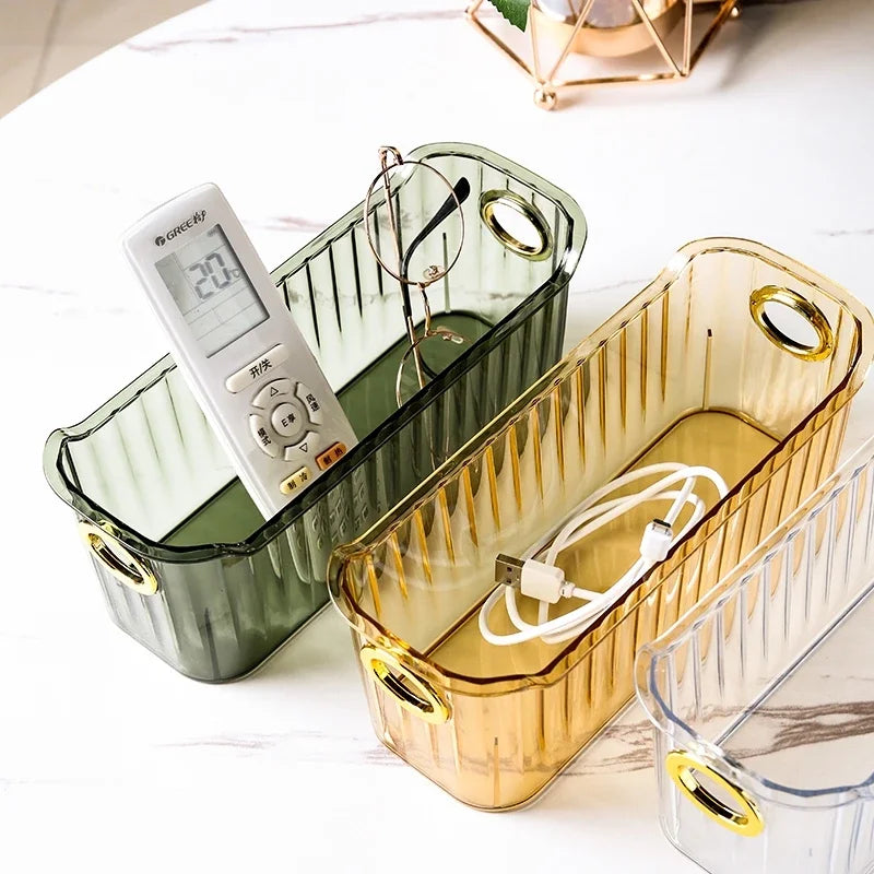 Cosmetics Box Desktop Storage Drawer Stackable Storage Box with Handle Makeup Organizers Basket Poatable Sundries Acrylic Rack