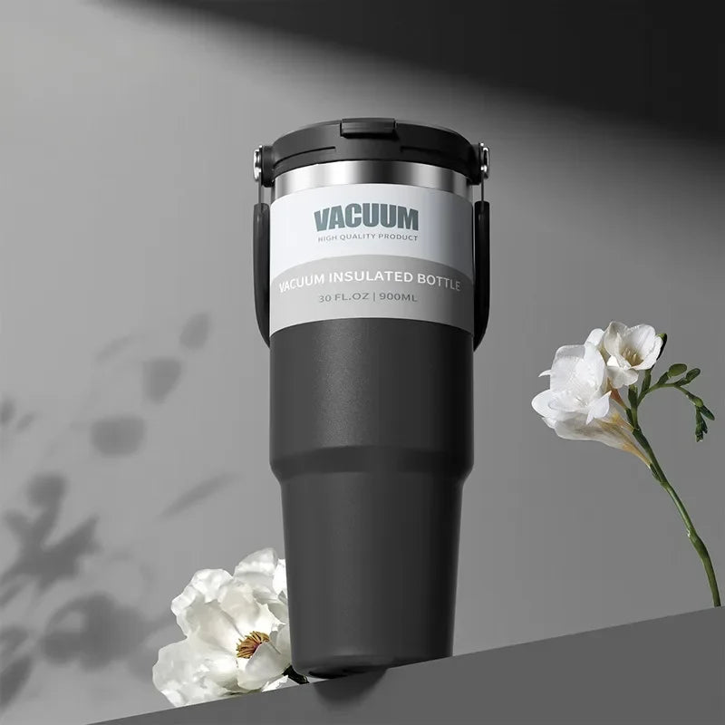 Car Thermal Mug Extra Large Capacity 900/1200ml Stainless Steel VacuumThermal Mug Handheld Portable Outdoor&Sport Water Cup