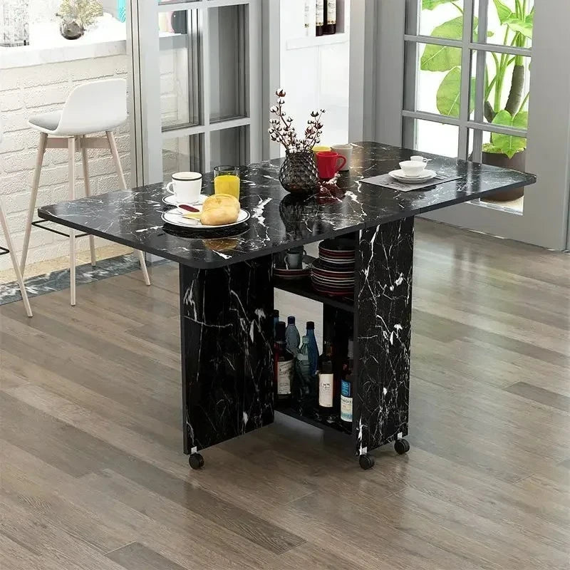 Folding Dining Table for Home Use, Small Apartment, Simple Multi-Functional Mobile Rectangular Dining Table