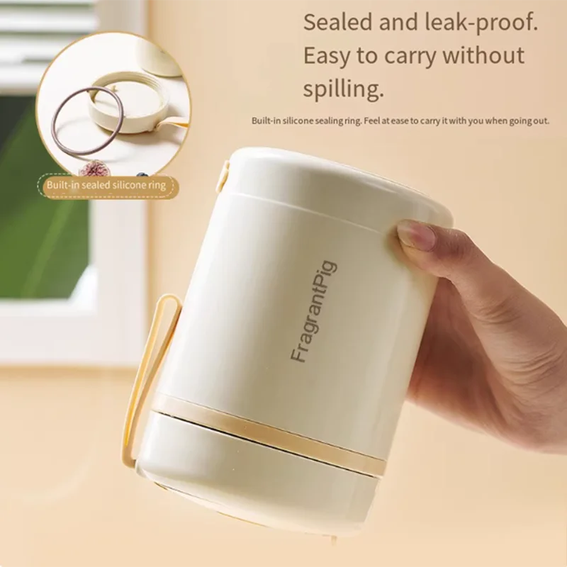 304 stainless steel thermos cup for office workers to take away portable mini thermal soup kettle rechargeable plug-in heating