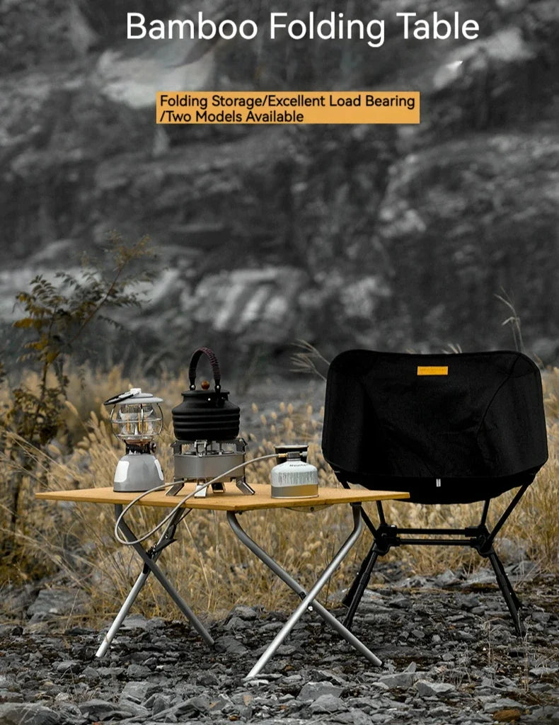 MOUNTAINHIKER Outdoor Camping Bamboo 2/3 Folding Table Portable Fast Storage Folding Desk Outdoor Dining Table Picnic BBQ Table