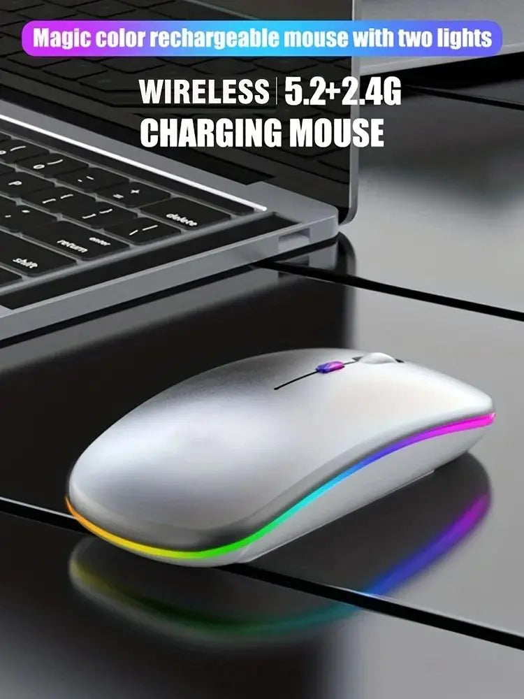 Wireless Bluetooth Mouse 2.4G Dual Modes Rechargeable Mice RGB Ergonomic Silent Click Mouse For PC Computer iPad Laptops 3600DPI