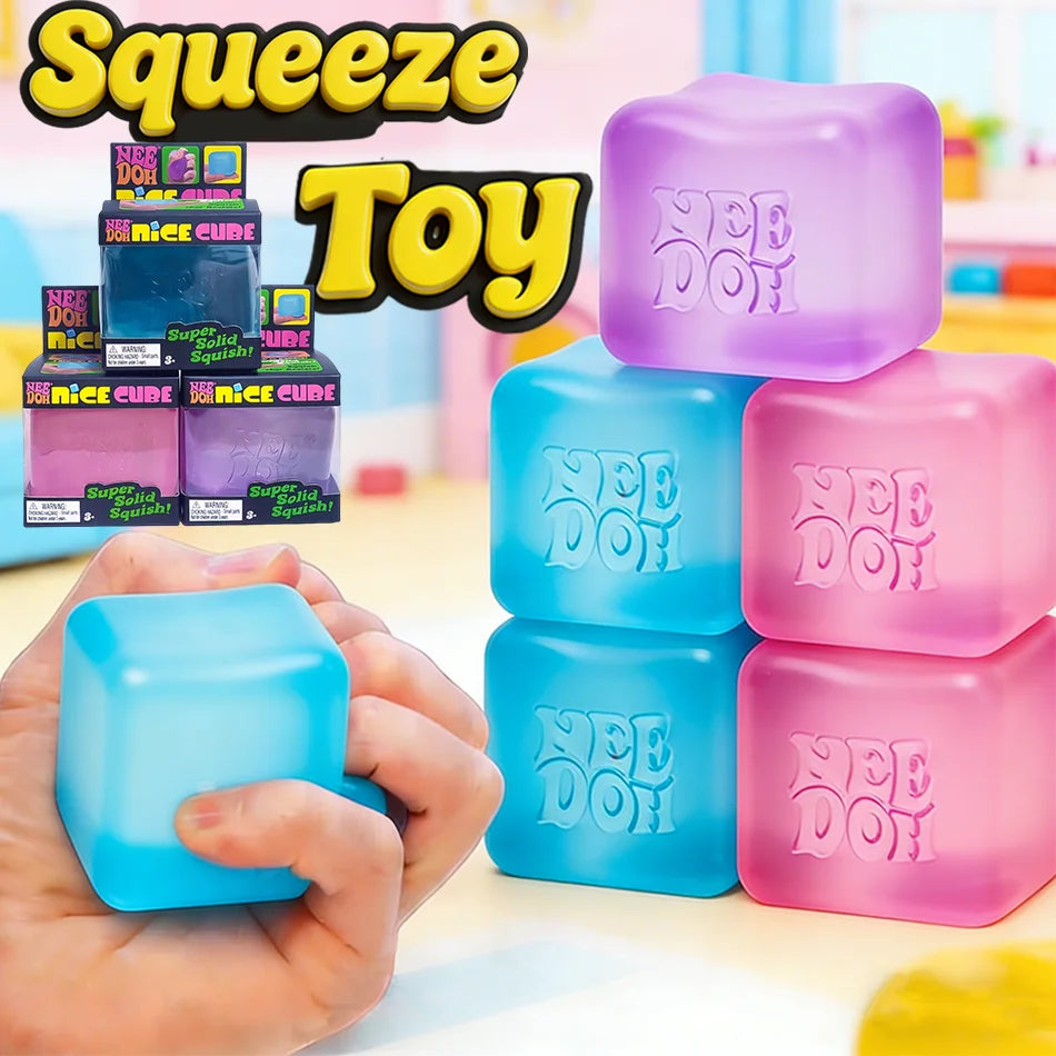 Needoh Nice Cube Squishy Fidget Toy Sensory Stress Relief Anxiety Relief Focus Decompress Relax Squeeze Desk Toy for Adults Kids