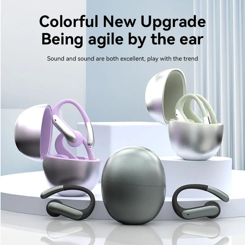 Bluetooth 5.3 Headphones, TWS Wireless Ear-Hook Earphones, HiFi Stereo Noise Cancelling, Compatible with All Smartphones
