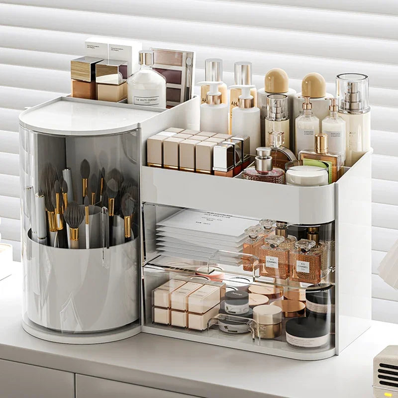 Cosmetics storage box desk dresser large capacity skin care lipstick lotion drawer dustproof storage rack