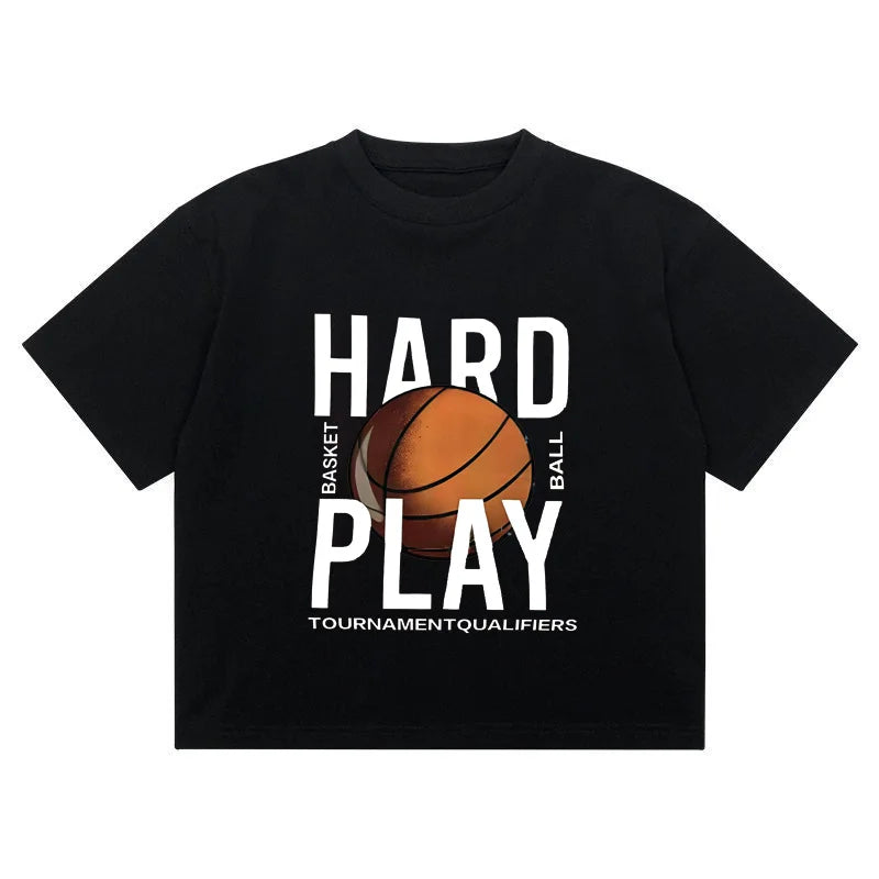 Summer fun basketball printed casual short sleeved T-shirt and shorts, children's fashionable cotton sports set