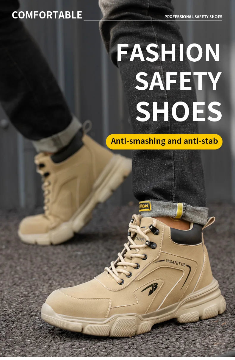 Work Safety Shoes Men Anti-smash Anti-puncture Work Sneakers Steel Toe Shoes Light Comfort Security Boots Indestructible Shoes