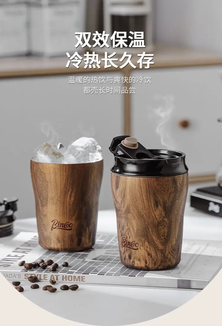 Coffee cup ceramic interior thermos cup Retro high appearance level portable stainless steel water cup