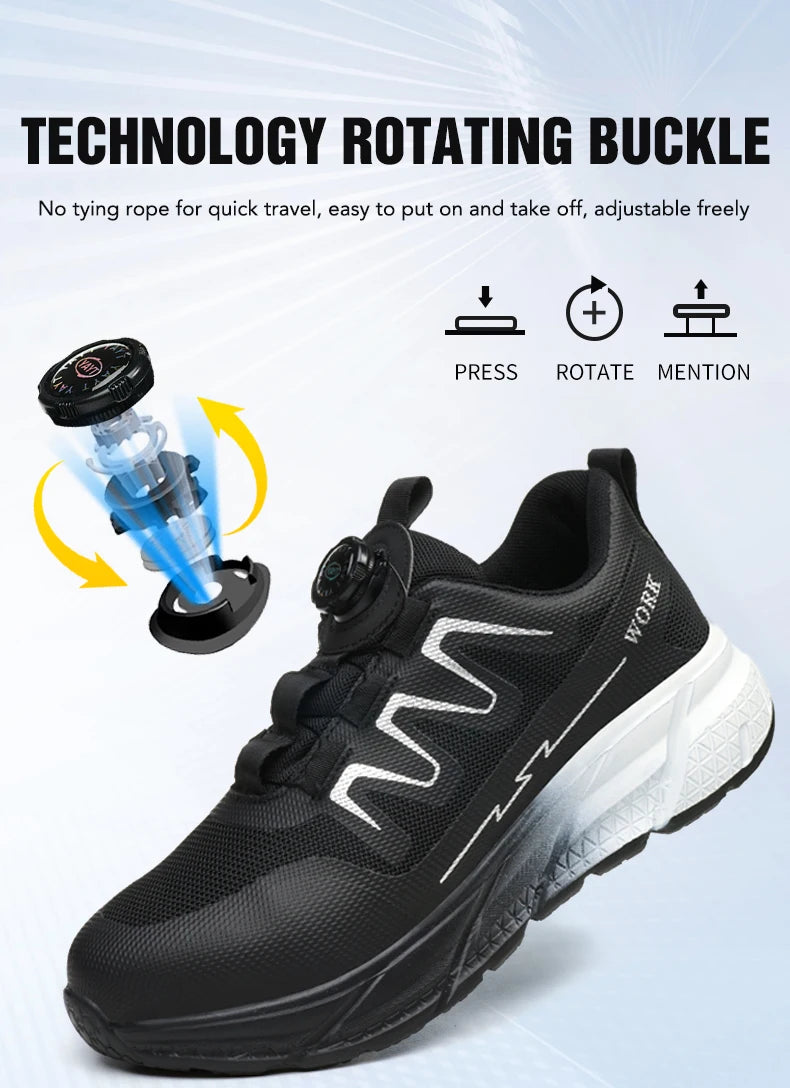Men‘s Work Shoes Steel Toe Anti-smash Shoes Indestructible Safety Shoes Lightweight Breathable Sneakers Construction Site Shoes