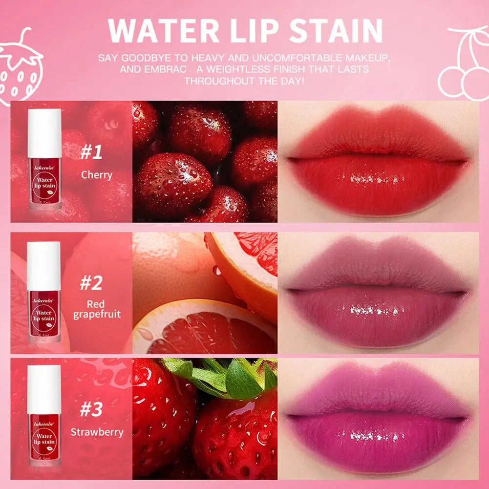 Lakerian Water Lip Stain Moisturizing Water Tint Lip Glaze Long Lasting Hydration Non-Stick Waterproof Lip Tint Natural Makeup