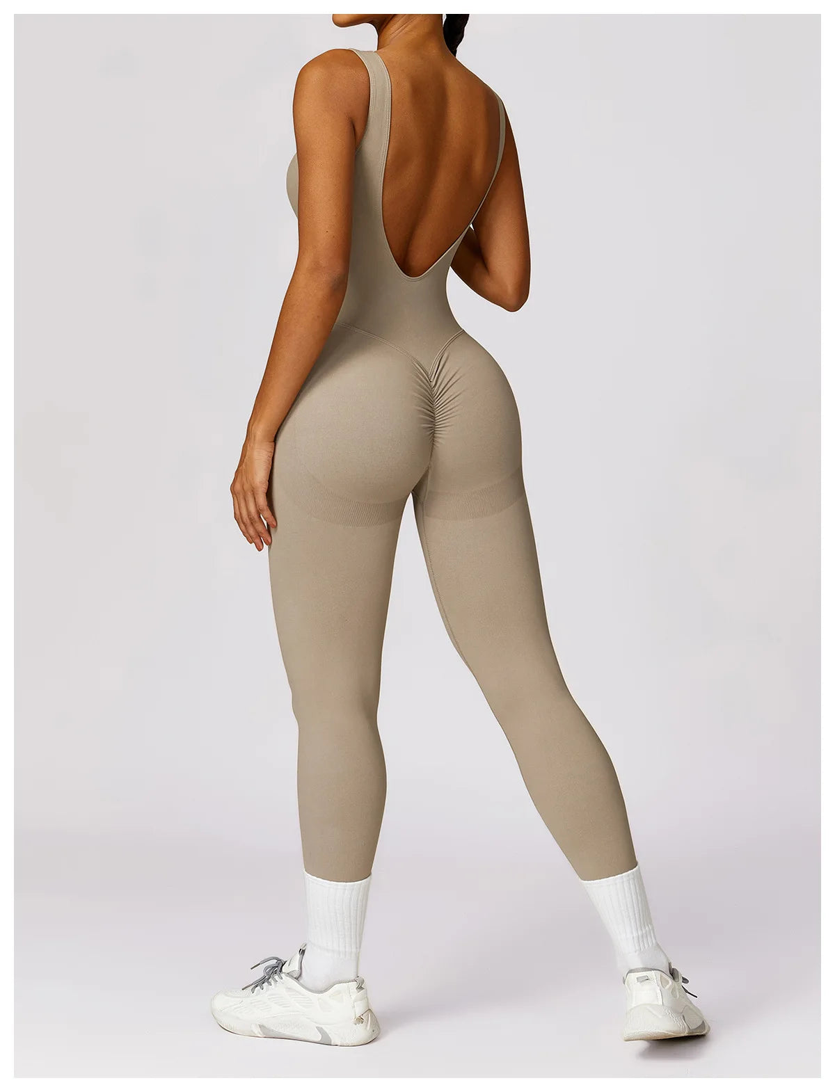 Backless Scrunch Sport Jumpsuits Raises Butt Women Sexy Monkeys One Piece Yoga Clothes Seamless Gym Fitness Dance Overalls Black
