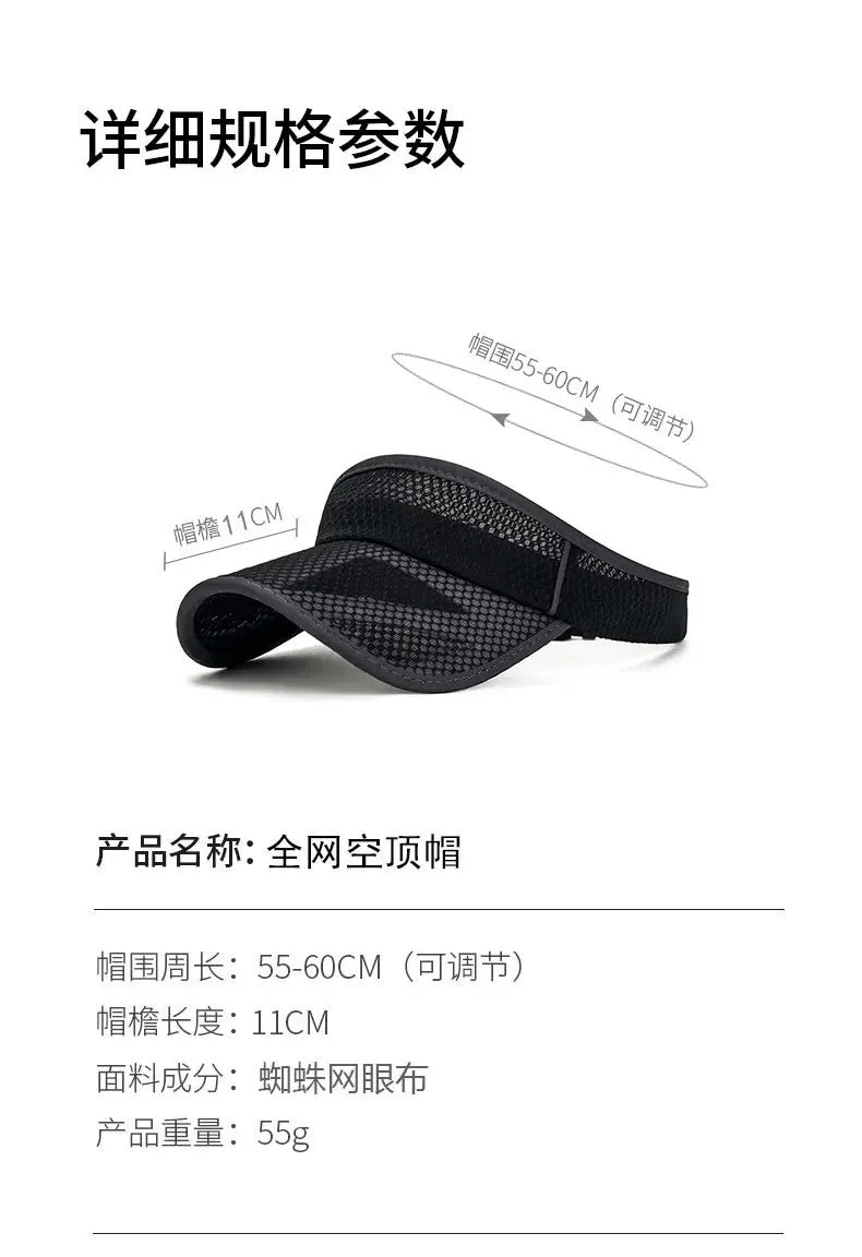 Summer Sports Sun Hats Women Hat Men's Cap New Adjustable Sun Visor Uv Protection Empty Top Tennis Running Sunscreen Mesh Brim