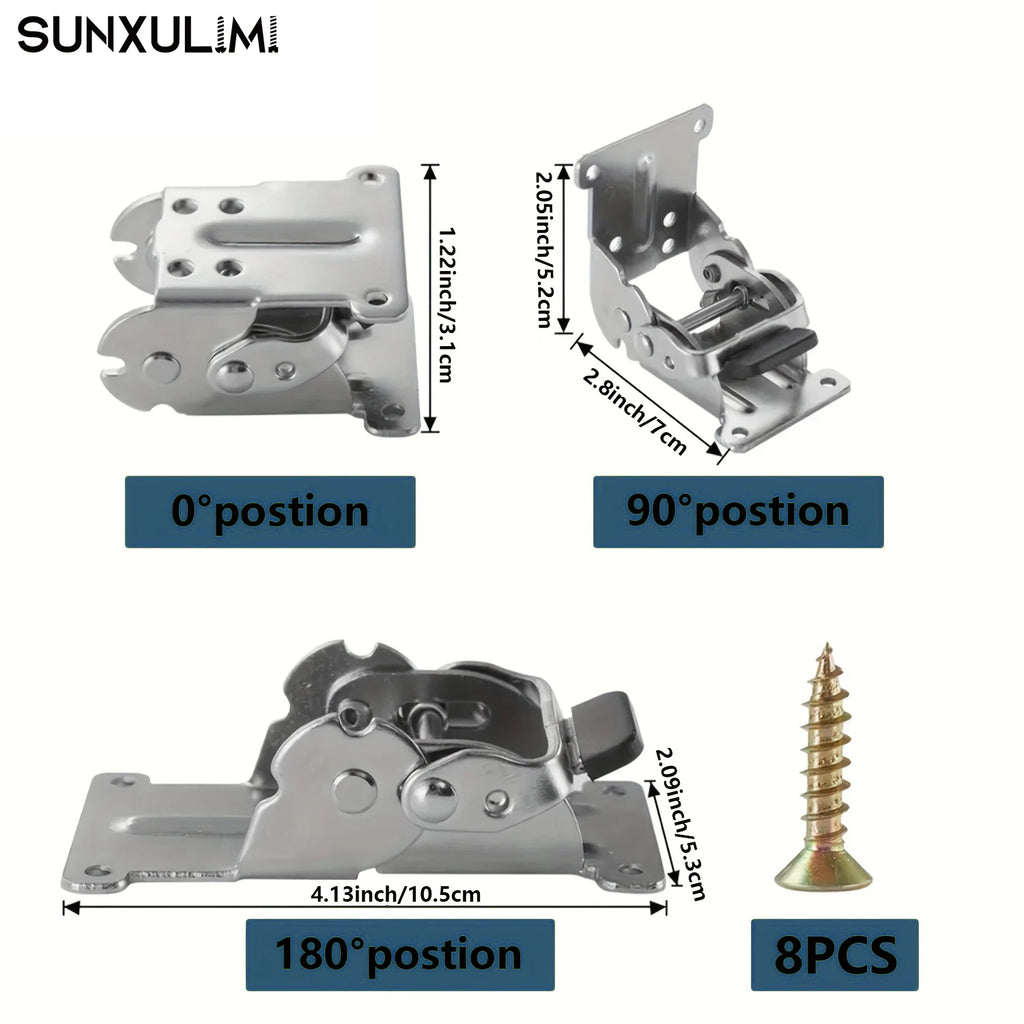 Folding table leg hinge with locking mechanism; heavy-duty folding hinge with 180-degree self-locking mechanism, for table legs