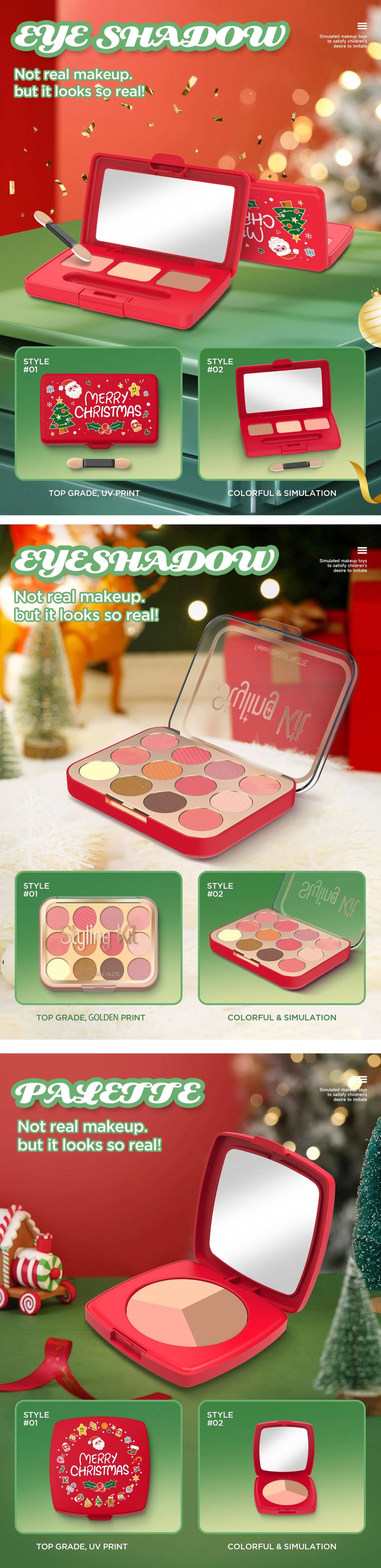 Kids Xmas Simulation Cosmetics Set Pretend Makeup Toys Girls Play House Simulation Make up Educational Toys for Girls Fun Game