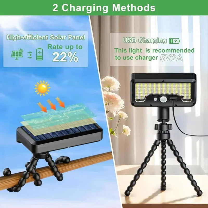 Solar Pathway Lights 92 LEDs Motion Sensor Garden Light Type-C Rechargeable Adjustable Angle for Walkway Driveway Sidewalk Patio