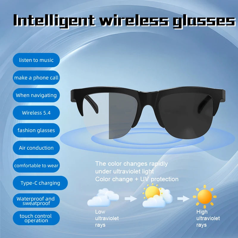 F01 F02 Bluetooth 5.3 Smart Glasses, Open Audio For Calls/Music, Long Battery, For Driving & Sports, Compatible With iOS Android