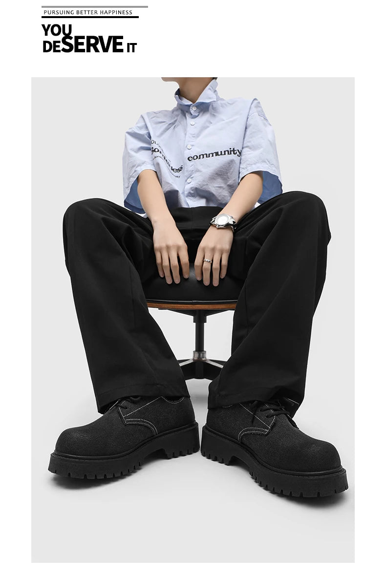 Men's shoes four seasons versatile casual non-slip wear-resistant comfort outdoor shoes youth fashion thick sole workwear shoes