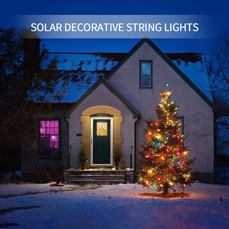 50M 100M Large Solar Panel LED Solar String Lights Fairy Garland Lights Outdoor Backyard Garden Holiday Christmas Party Decor