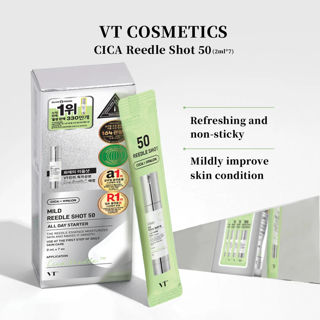 VT COSMETICS CICA Reedle Shot,Multi-Size Options,Essence Texture,Centella Asiatica,Intense Hydration,K-Beauty,Korean Makeup