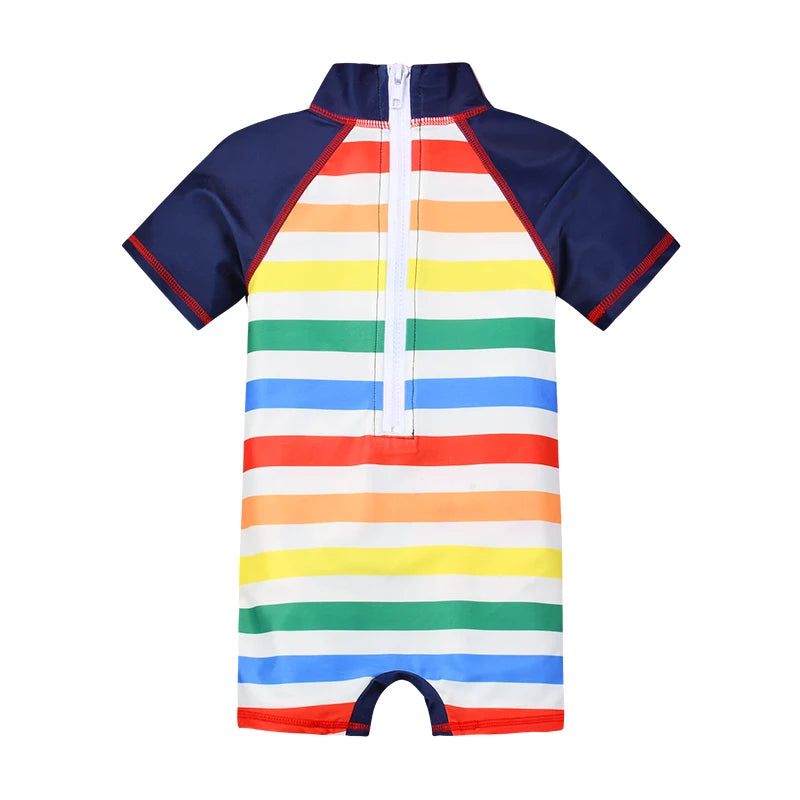 Summer Baby boy Short Sleeved Swimwear Sunscreen High Elasticity Cartoon Printing Cute And Cool Out Doors Swimming Pool  Parti
