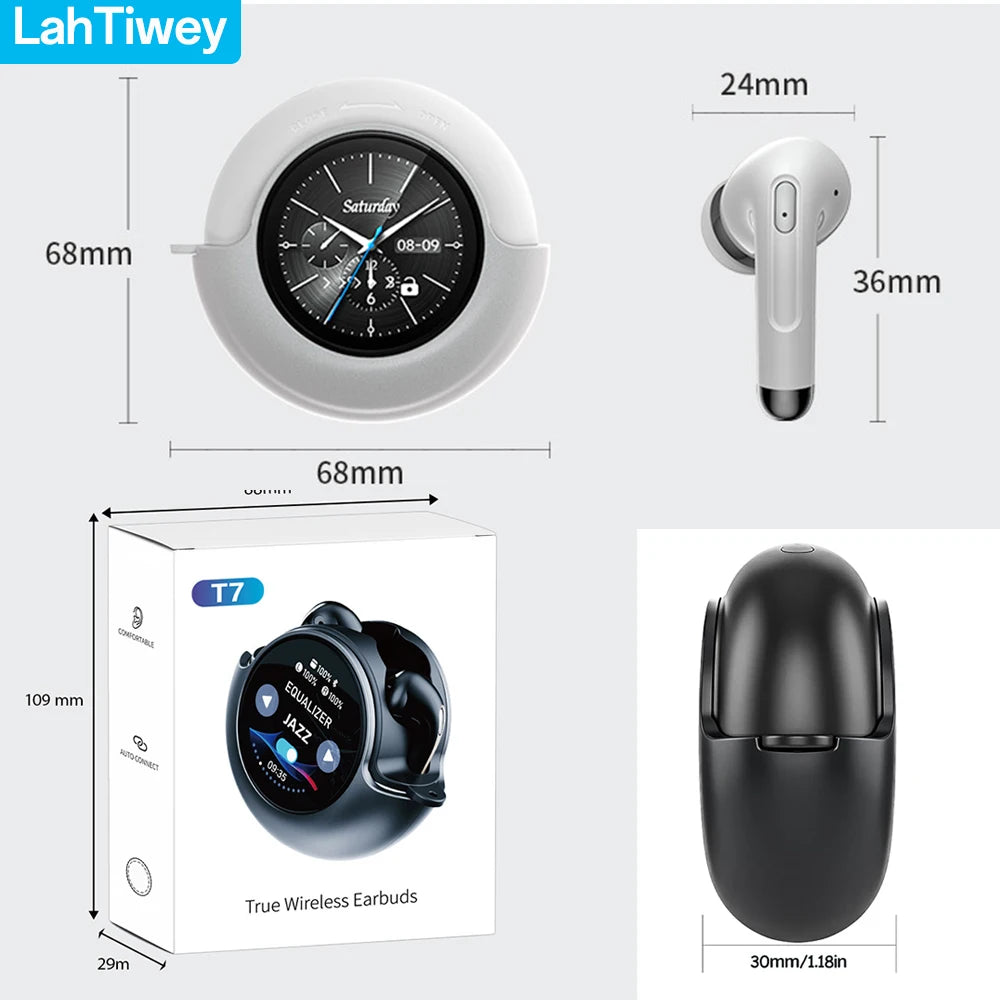 Bluetooth 5.4 Earphones Wireless Headphones with Touch Screen 40H Playtime Deep Bass Stereo Ear Buds with Mic IPX7 Waterproof