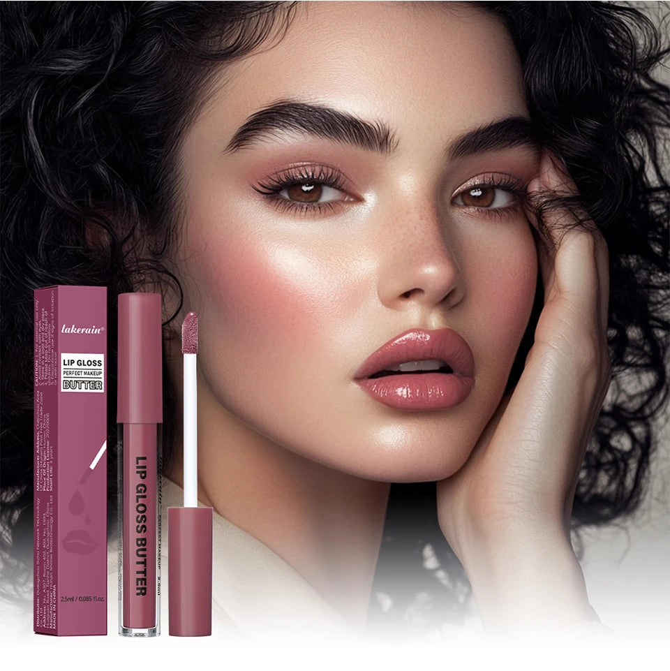 Lakerain Lip Gloss Butter  Long Lasting Non-stick  Beauty Waterproof Lip Stain Makeup Plumping Hydrating Lip Gloss Cosmetics