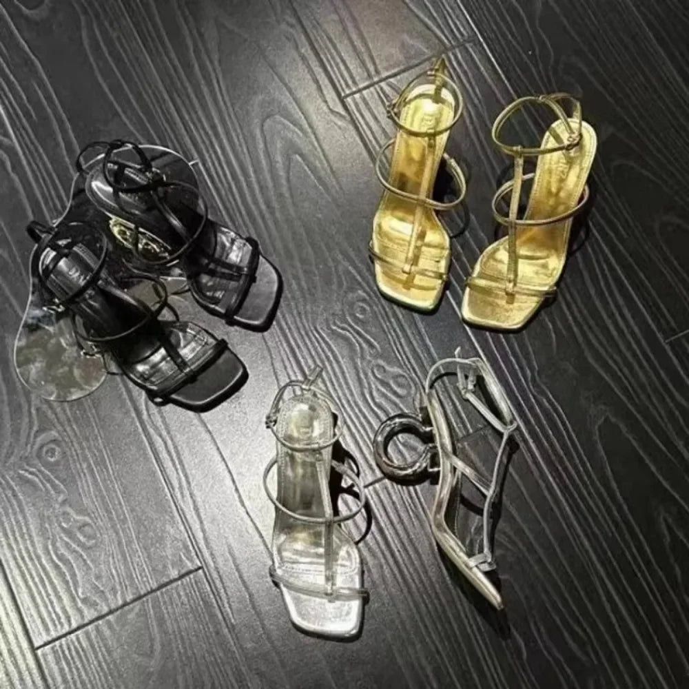 Shoes for Women Heel  Sandals  Luxury Designs Sandals Ankle Buckle Strap Clip Toe Roman Casual Beach Shoes Summer Ladies Heels