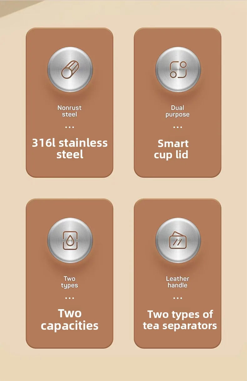 Smart thermos cup good-looking portable outdoor tea cup with temperature display High capacity 316 Stainless steel portable