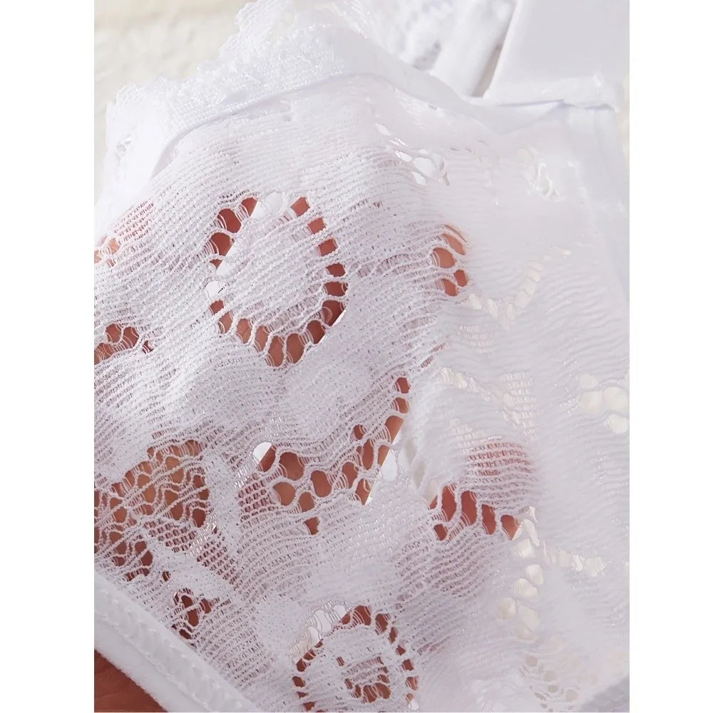 Lingerie Crystal Lace Flower Panties Low-waist Cotton Crotch Seamless Thong Underpants Embroidery Bikini Underwear Women Gifts