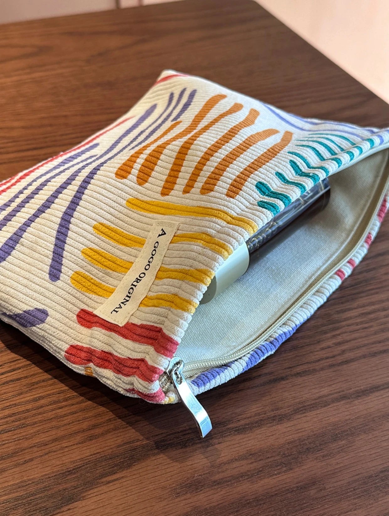 Corduroy Women Cosmetic Bag Large Capacity Makeup Storage Bag Travel Portable Organizer Zipper Wash Bag