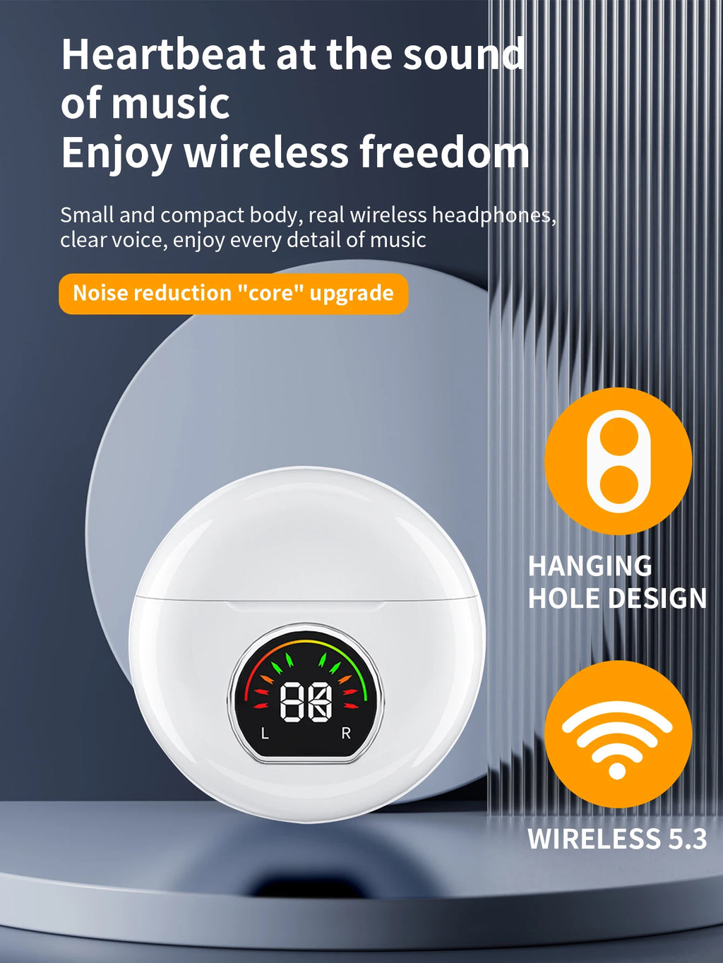 Wireless Bluetooth Earbuds with Digital Display and Touch Controls, Long Battery Life, Compatible with All Smartphones