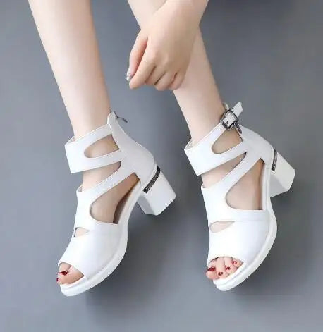 2025 NEW Comfortable Fashion Shoes Women Sandals High Heels Summer Sweet Fashion Wedding Shoes White and Black Handmade Sandals
