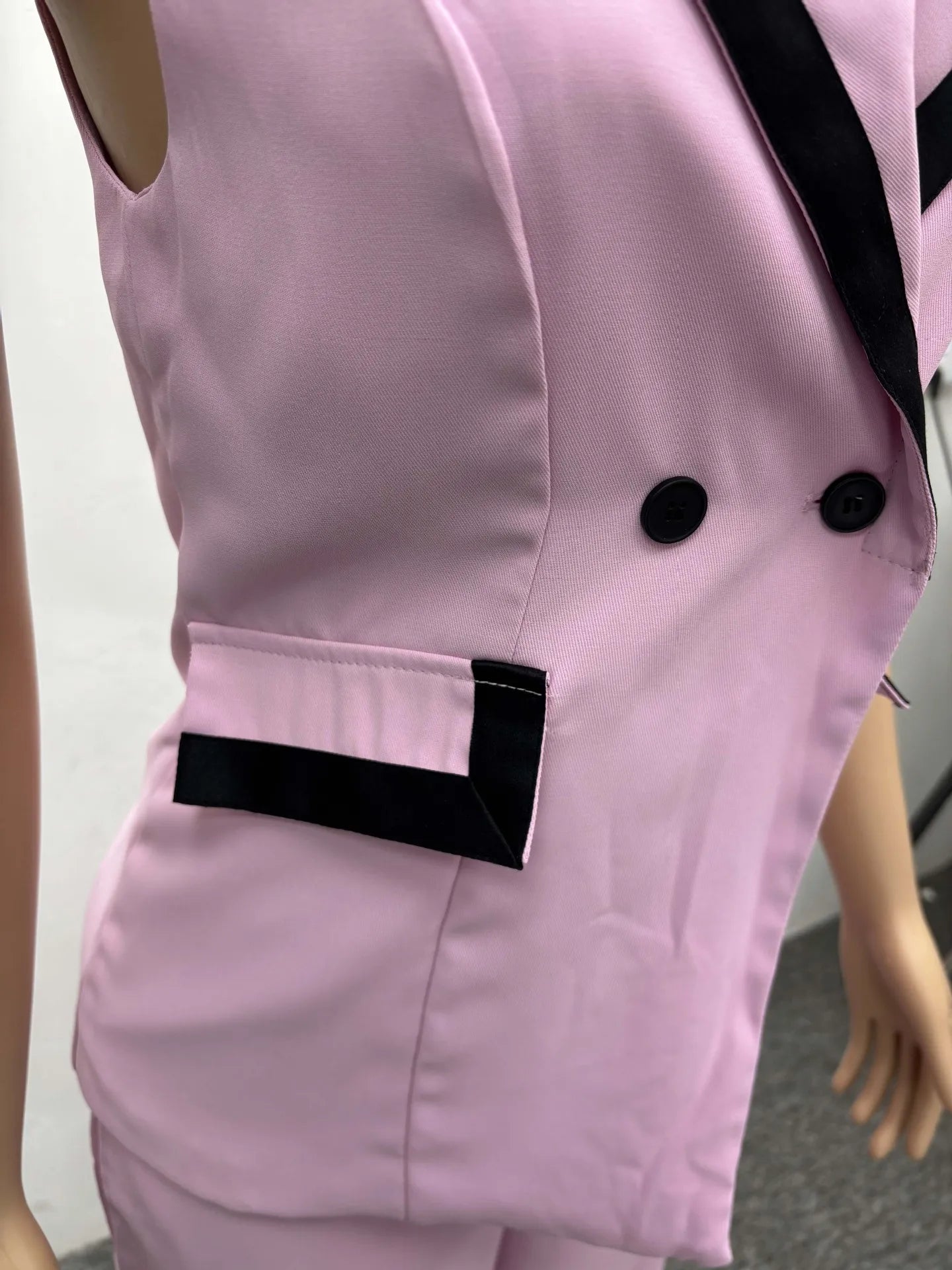 Pants Set Women Two Piece Sets Matching Sets Work Elegant Double Breasted Tops Vest Wide Leg Long Pants High Waist Y2k Pink
