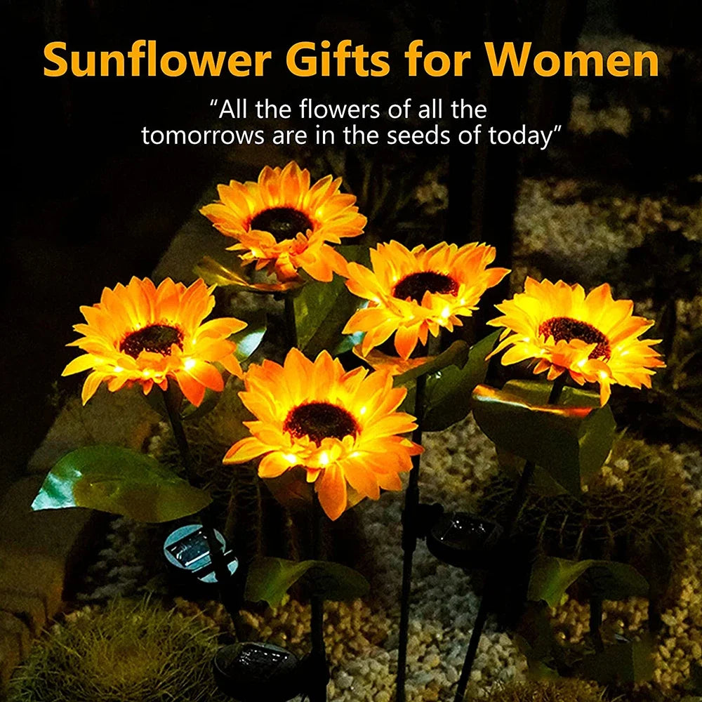 Simulated Outdoor Solar Sunflowers Smart Sense Garden Lights Yard Wedding Thanksgiving Decor Light Waterproof LED Lawn Light