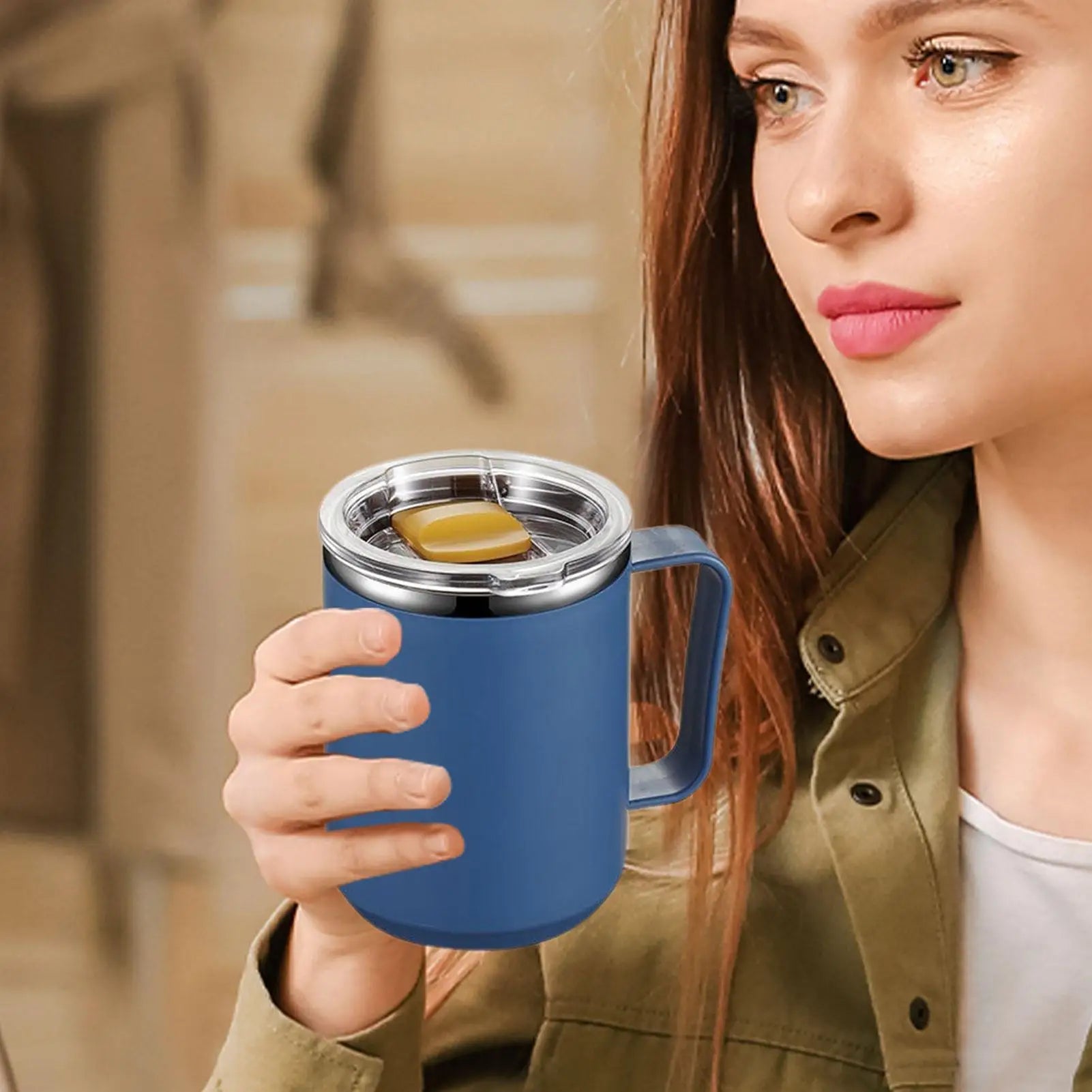 450ml Thermal Coffee Mug Insulated Coffee Mug Stainless Steel Mug Milk Coffee Cup Leak-proof Drinking Cup Thermal Mug Water Cup
